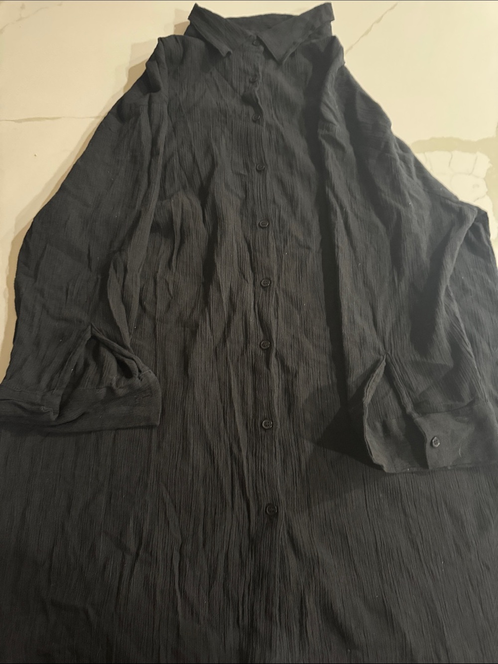 Men's Black Button-Up Longline Jacket
